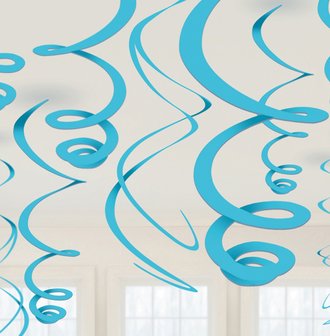 Plafond decoratie slingers lichtblauw | set van 12 55cm lang