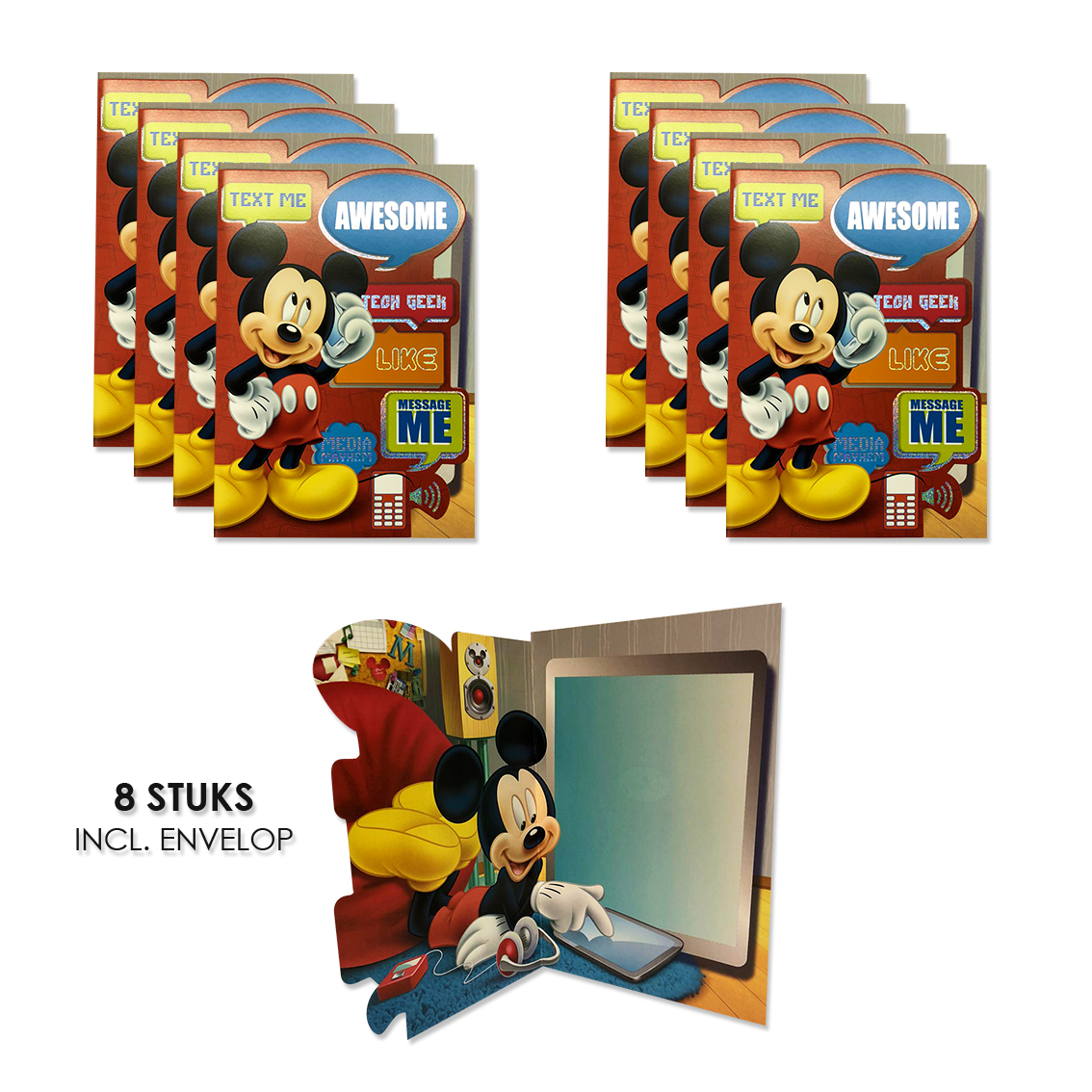 routine angst Lastig Mickey Mouse luxe uitnodigingen | kaarten 8 stuks